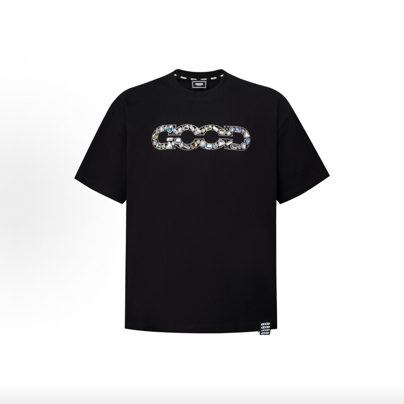 Correct Version Goodbrand Lao Bai's Same Style High-End Luxury Gemstone-Embellished Good Short-Sleeved T-Shirt for Men and Women Correct Version Goodbrand Lao Bai's Same Style High-End Luxury Gemstone-Embellished Good Short-Sleeved T-Shirt for Men and Women