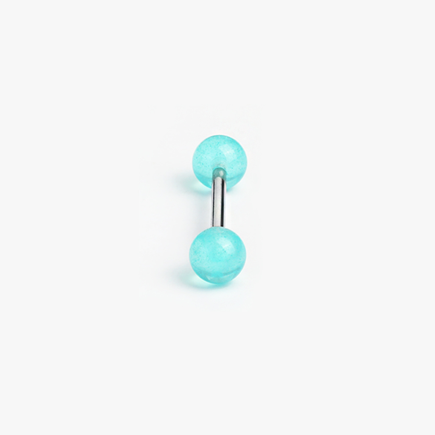 7-Color Polarized Cat Eye Gradient Tongue Piercing Fine Glitter Acrylic Titanium Steel External Thread Barbell detail image 12
