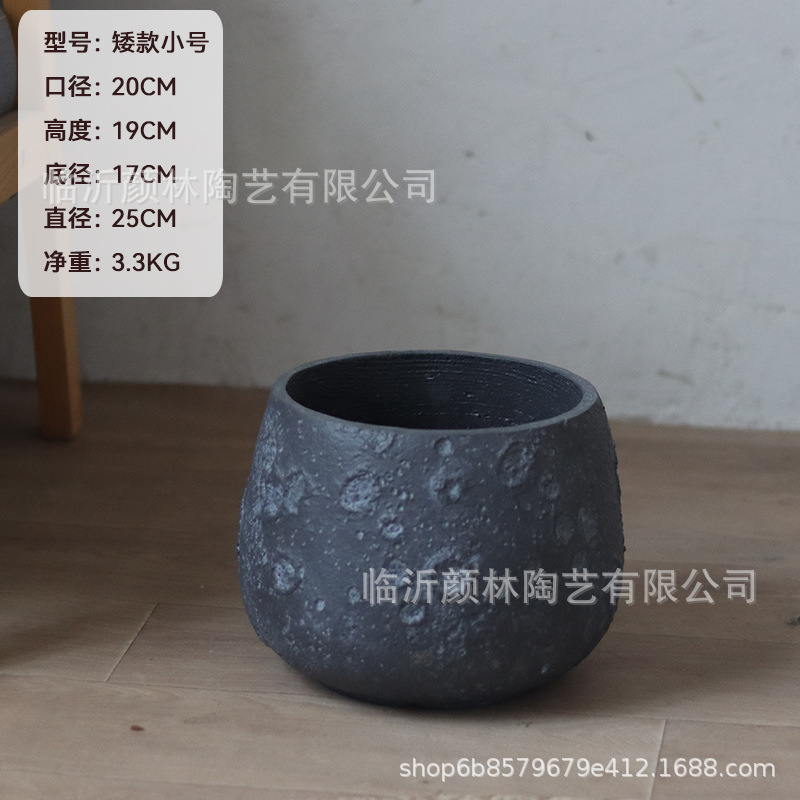 Nórdico negro gris magnesio maceta de barro para el hogar de la decoración de la sala de estar maceta verde al aire libre simple maceta de gran boca