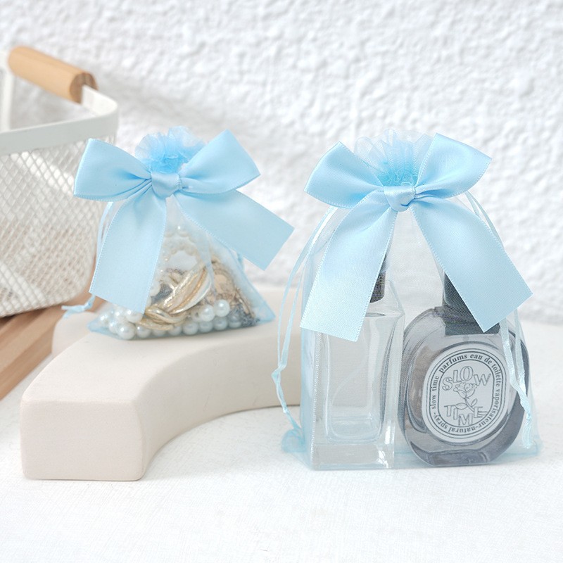 Bolso de gasa con lazo dorado transfronterizo, bolsa de dulces de boda, bolsa de regalo para fiesta, bolsa de embalaje de regalo, bolsillo con cordón