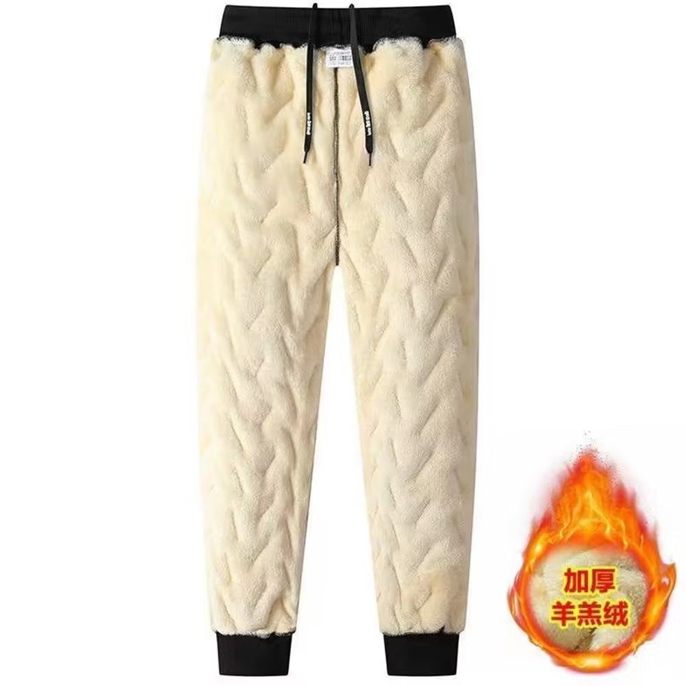 Pantalones de algodón con forro de lana de cordero gruesa casual versátil invierno más pantalones de tamaño de los hombres cálidos pantalones de chándal atados al tobillo tendencia deportiva