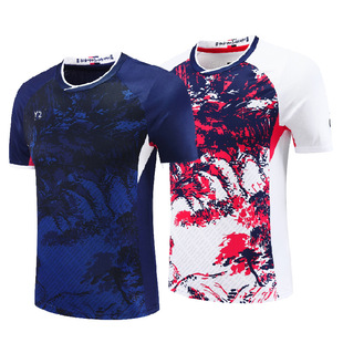 New Badminton Suit Men's and Women's Top Tennis Short-sleeved Sportswear Children's Competition Same Style Ball Suit Breathable 23036