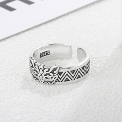 原創設計饕餮神獸戒指男霸氣復古泰銀招財納福個性指環單身戒子潮