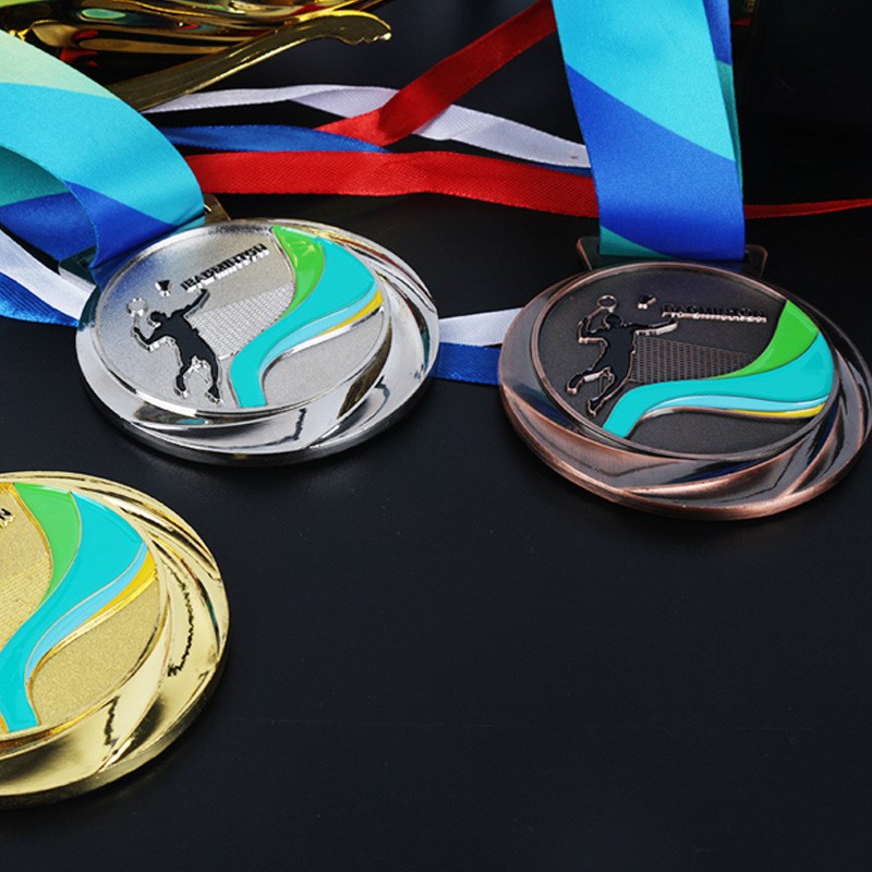Fabricación de medallas de metal listado haciendo bádminton oro y plata juegos de cobre competencia honor aleación de zinc Fabricación de Medallas
