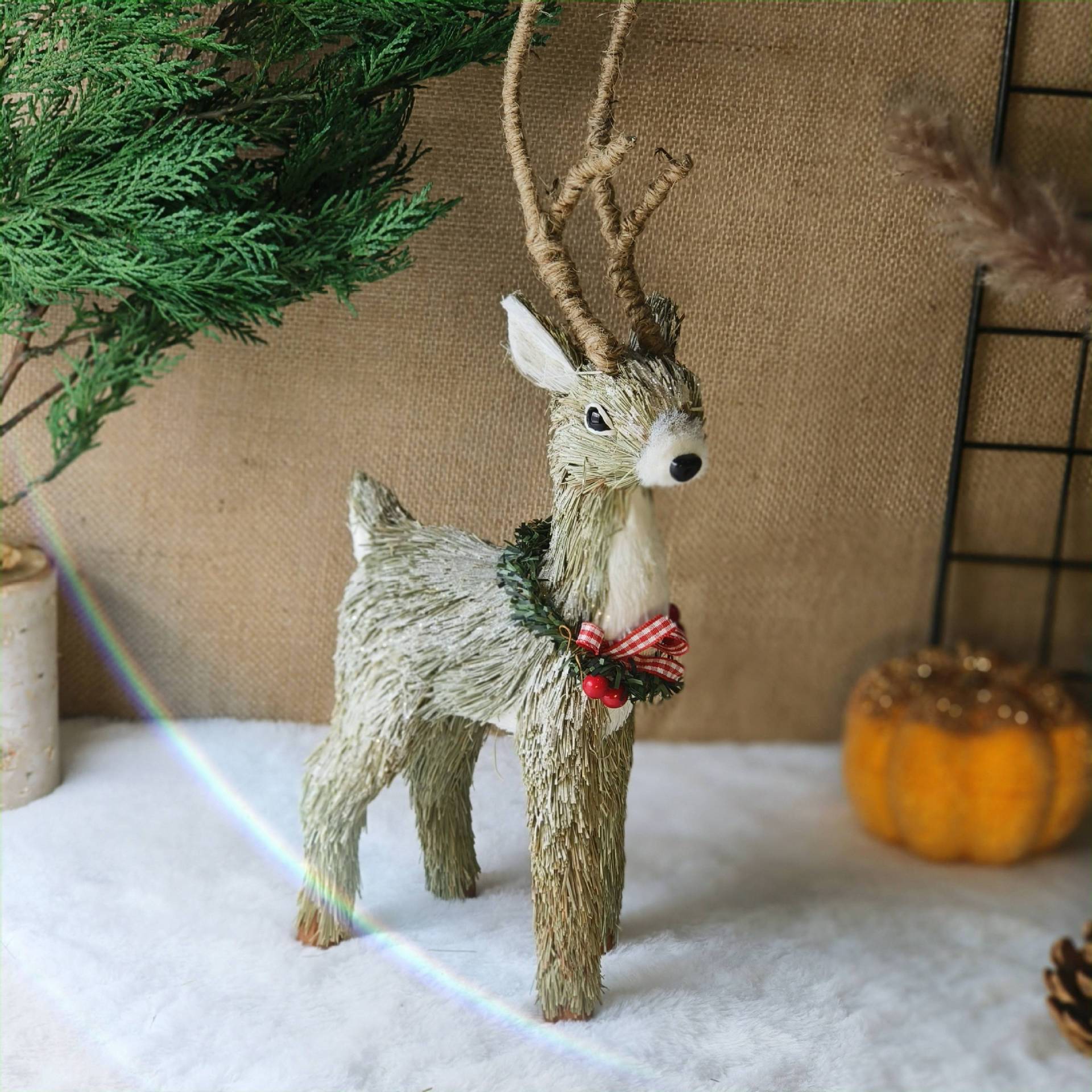 Decoración de ciervo navideño, adornos lindos, exquisitos recuerdos, simulación de alces, decoración de escritorio de ventana navideña, accesorios