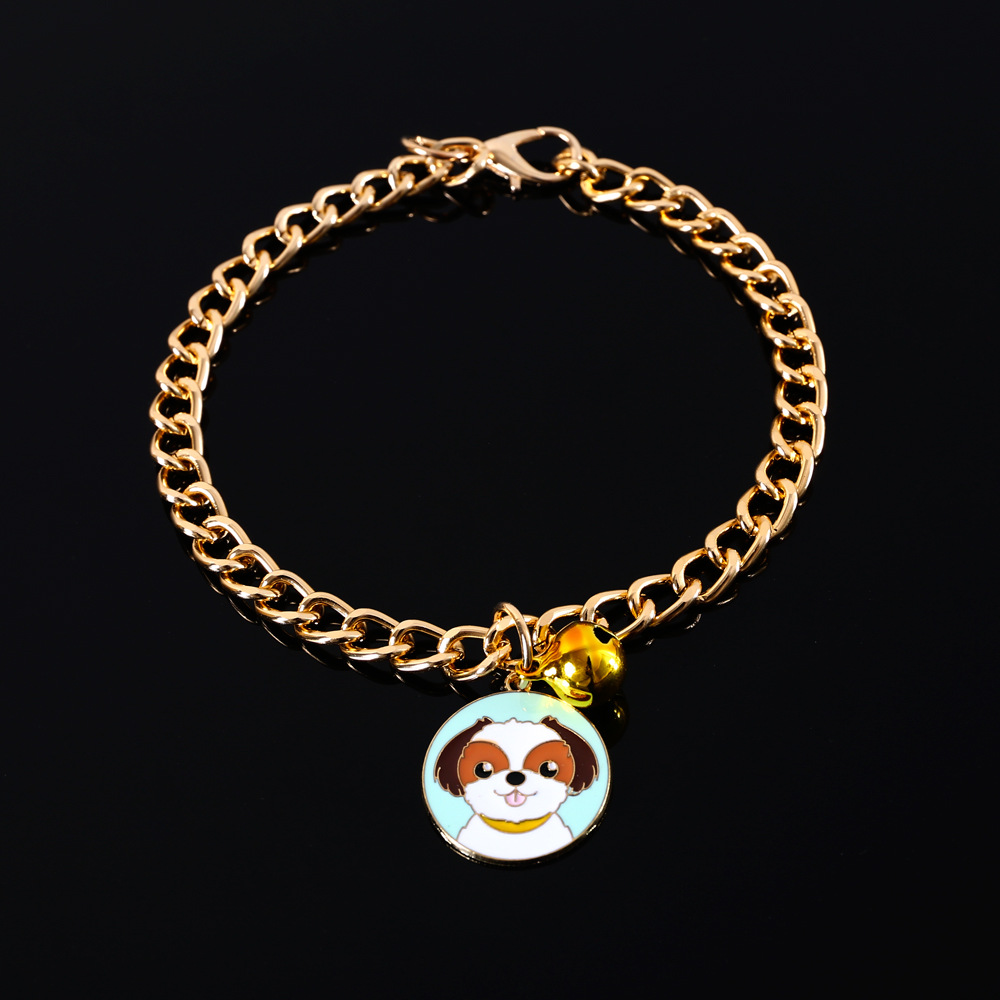 Mascotas de oro perros de madera Teddy azul felino collar colgante de dibujos animados collar ajustable accesorios tarjeta de lucha de perros