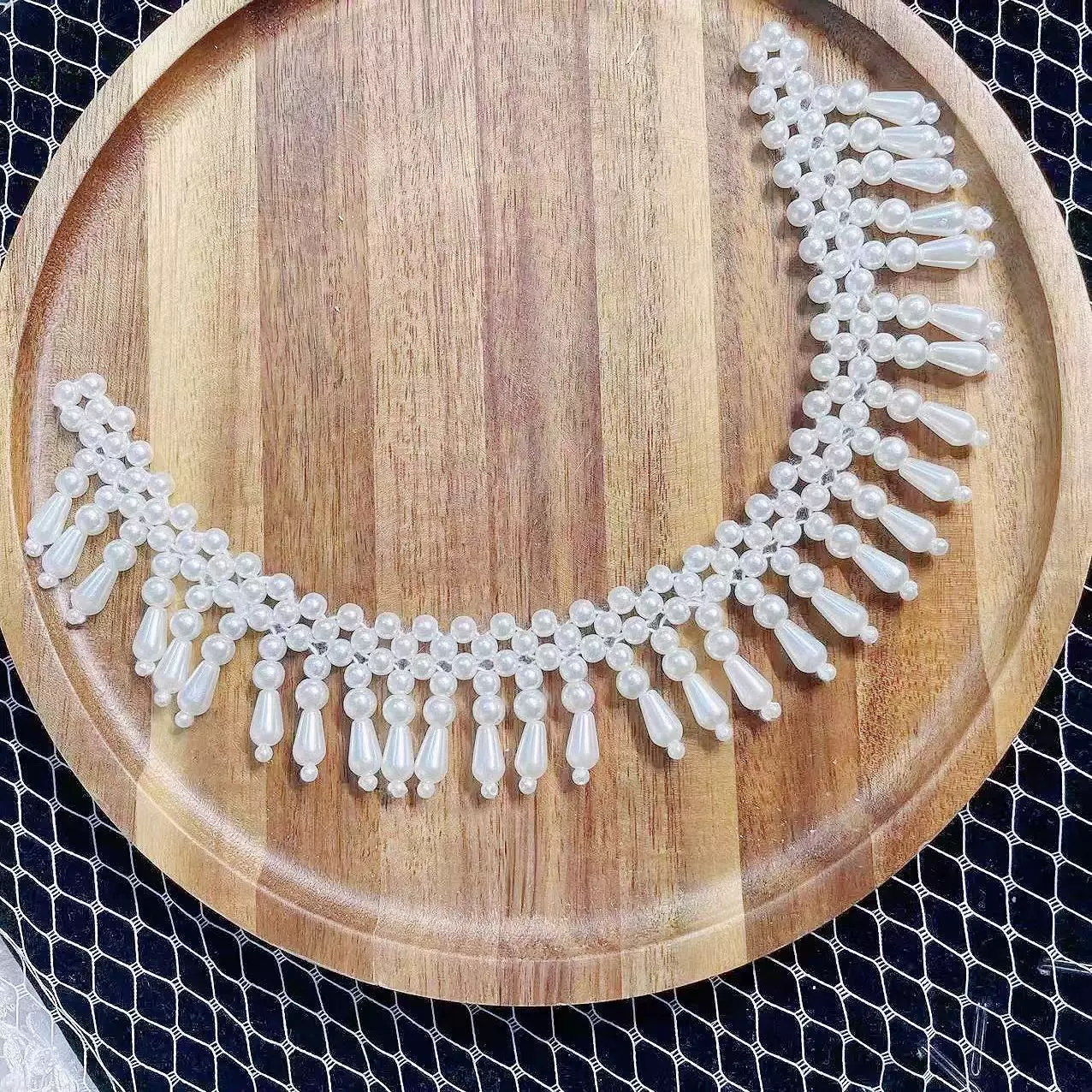 手工珍珠衣领女复古假领子服装辅料挂件韩版短链珠链编织假领