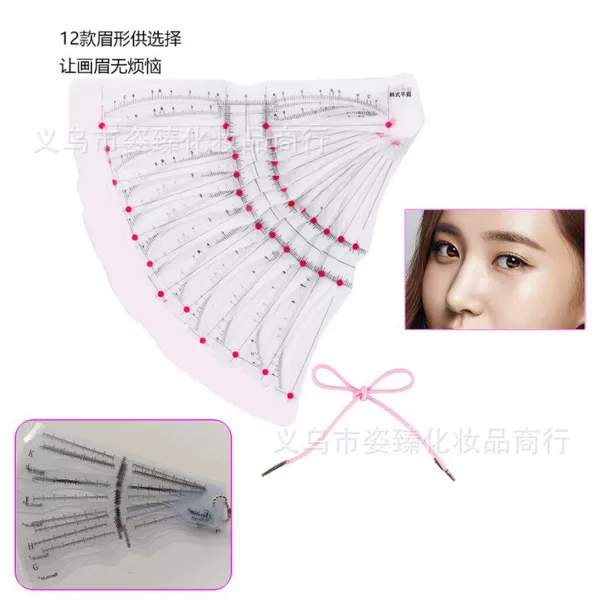 Head-Mounted Eyebrow Ruler Silicone Thrush Castick Scale 12 Thrush suit Lazy Thrush Auxiliary for Men and Women
