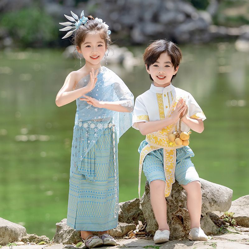儿童傣族演出服傣服套装男童云南服饰夏季傣装女童民族舞蹈裙六一