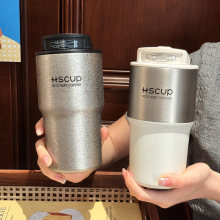 简约男生咖啡杯双饮露营便携手提保温杯车载316不锈钢吸管杯子