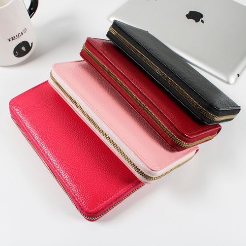 New Women's Long Zipper Wallet Large Capacity Multi-Card Slot Lychee Pattern Handbag Simple and Versatile Women's Zero Wallet