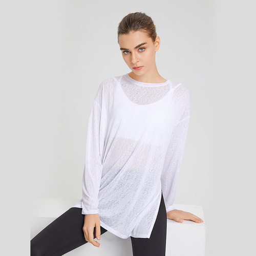 Yuejia 2024 spring new long-sleeved yoga clothing women's tops loose slimming sports Pilates fitness clothing running