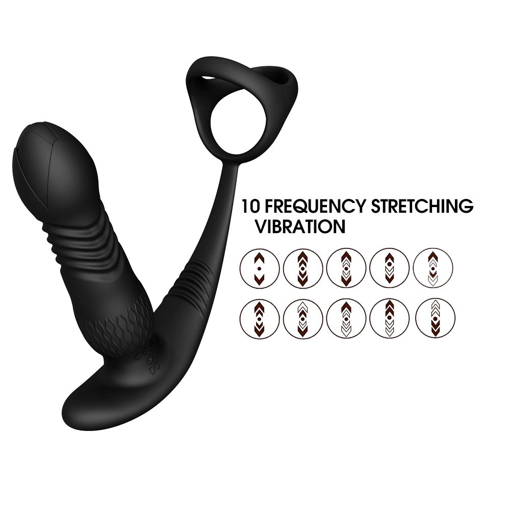 BANNDO cross -border three ring prostate anal plug telescopic prostate backyard massage automatic vibration lock lock essence batch