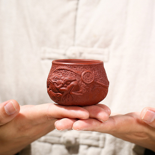 Yixing Zisha Teapot Hand-painted Tea Cup Original Red Emperor Gold Toad Tea Cup Single Piece Wholesale Gift One-time Delivery