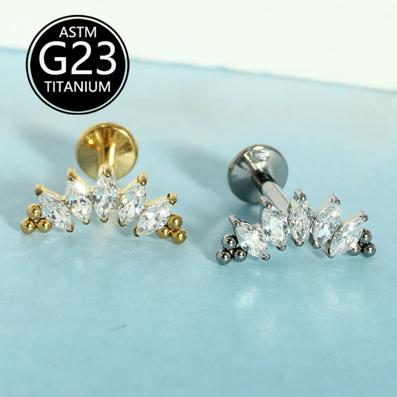 Pointed titanium steel lip stud product view