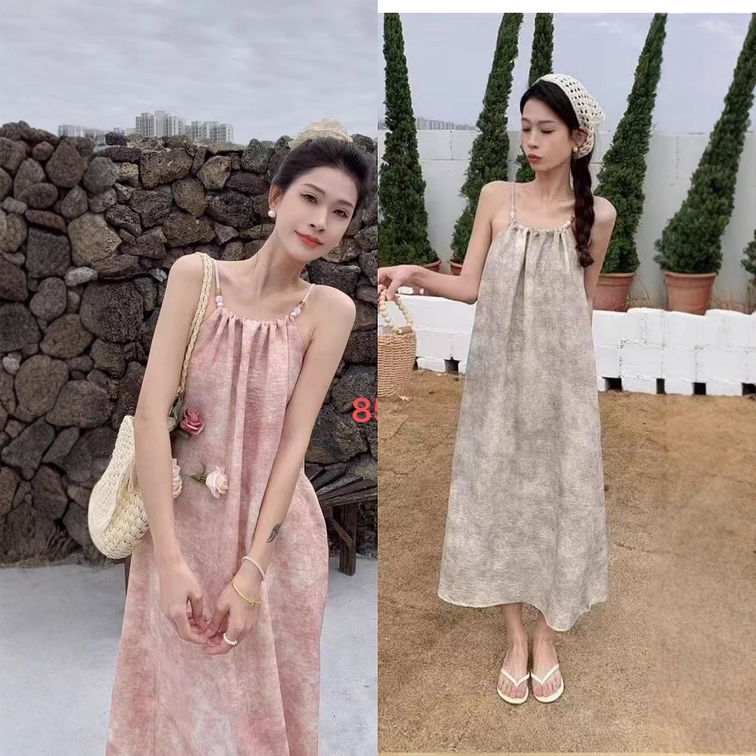 새로운 Sizzy 원피스 여성의 여름 슬림 룩 우아한 캐주얼 원피스 민소매 해변 긴 원피스 간단한 휴가 슬립 원피스