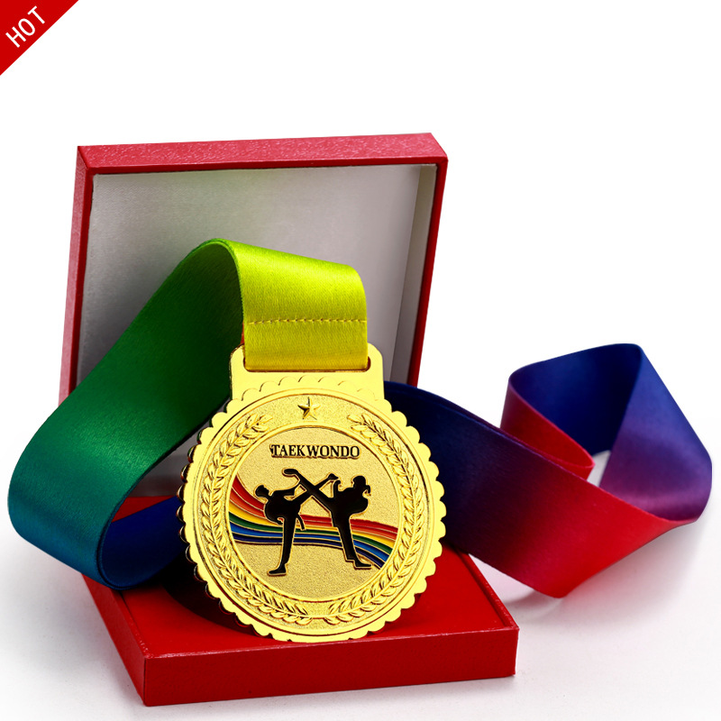 Martial Arts Judo Taekwondo Sanda Competition Award Metal Gold, Silver and Bronze Medal Medal Champion Listed Commemorative Plate