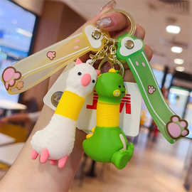 卡通动物伸缩挂件pvc玩偶钥匙链ins批发情侣小礼品挂饰钥匙扣公仔