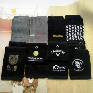 Golf tournament towel customized pure cotton golf club plain sports cleaning towel with thick embroidered logo
