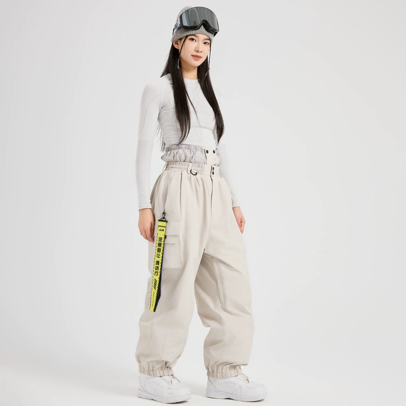 Новые лыжные штаны для профессионального сноуборда и двойного катания на лыжах, ветрозащитные, водонепроницаемые, теплые, на флисовой подкладке, свободного кроя, больших размеров.