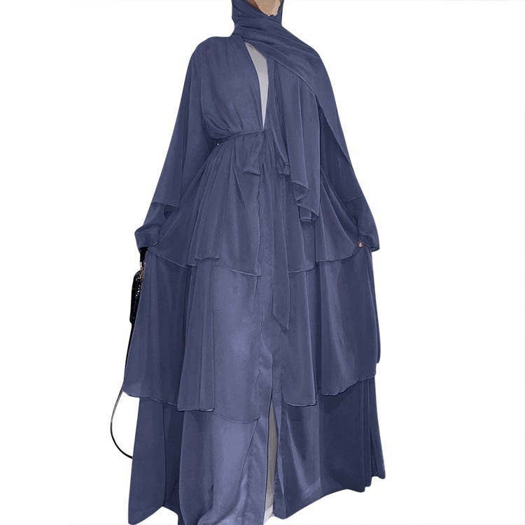 Cross-border Women's Clothing European And American Fashion Middle Eastern Style Spliced Three-layer Chiffon_ecoleips.com