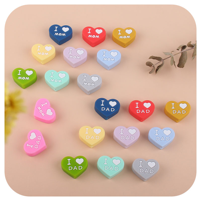 Bebé suministros DIY doble cara papá mamá amor cuentas bebé molar pulsera pezón cadena anti-gota cadena Accesorios