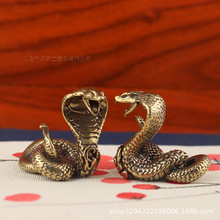 铜雕蛇摆件黄铜十二生肖蛇家居客厅装饰铜器工艺品蟒蛇眼镜蛇摆件