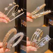 法式镶钻螺纹圆形开口手镯轻奢高级感手环精致时尚百搭手饰女批发