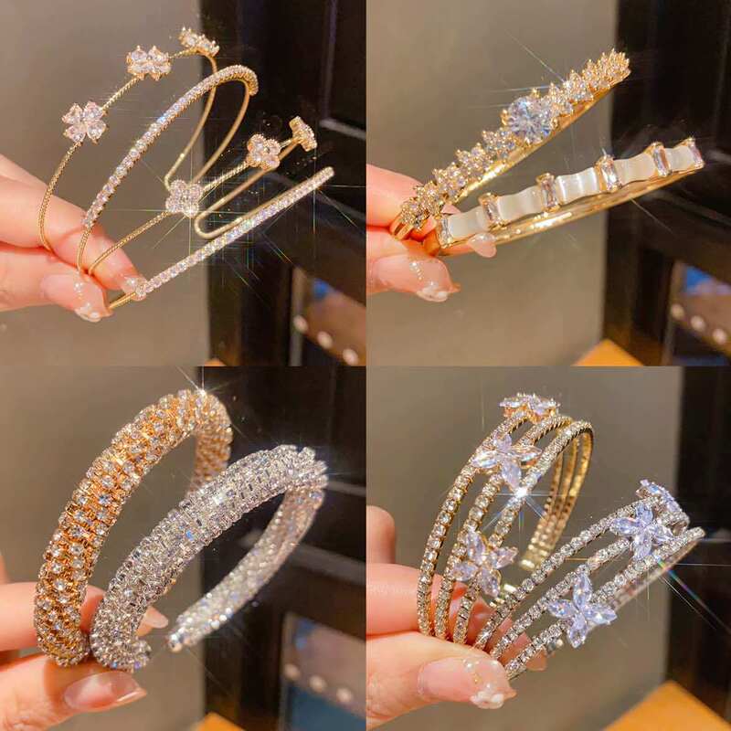 French-Style Diamond-Studded Threaded Round Open Bracelet, Light Luxury High-End Bracelet, Exquisite Fashion Versatile Women's Jewelry Wholesale