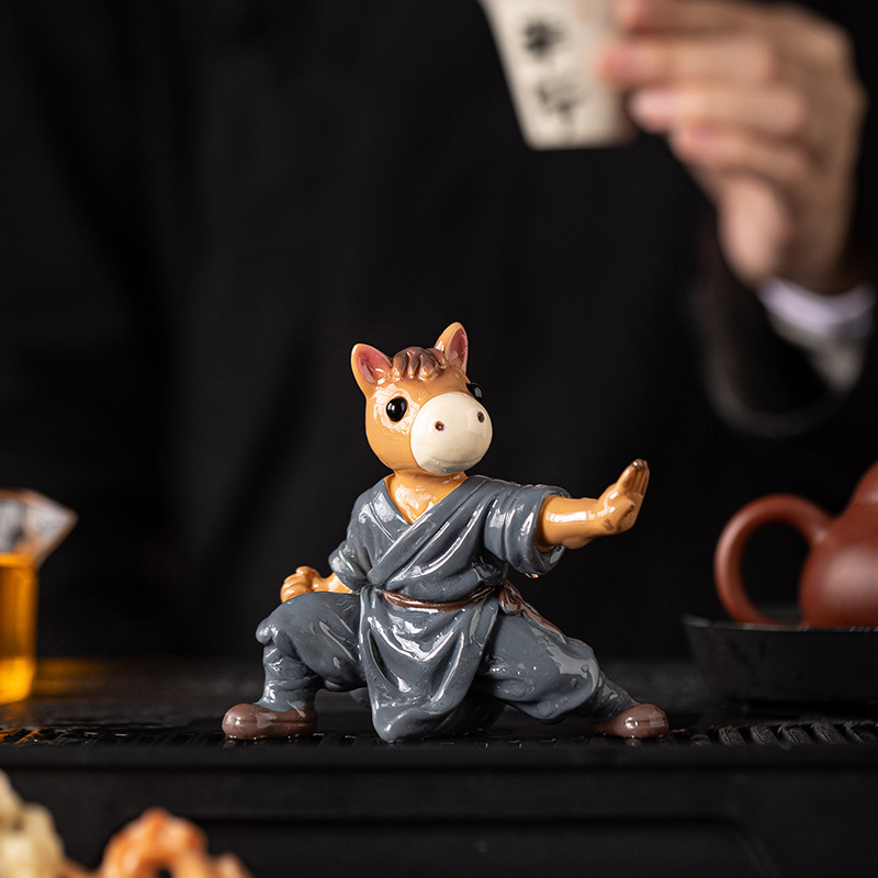 功夫小马茶宠摆件可养变色茶玩茶桌装饰品马年吉祥物本命年送礼品