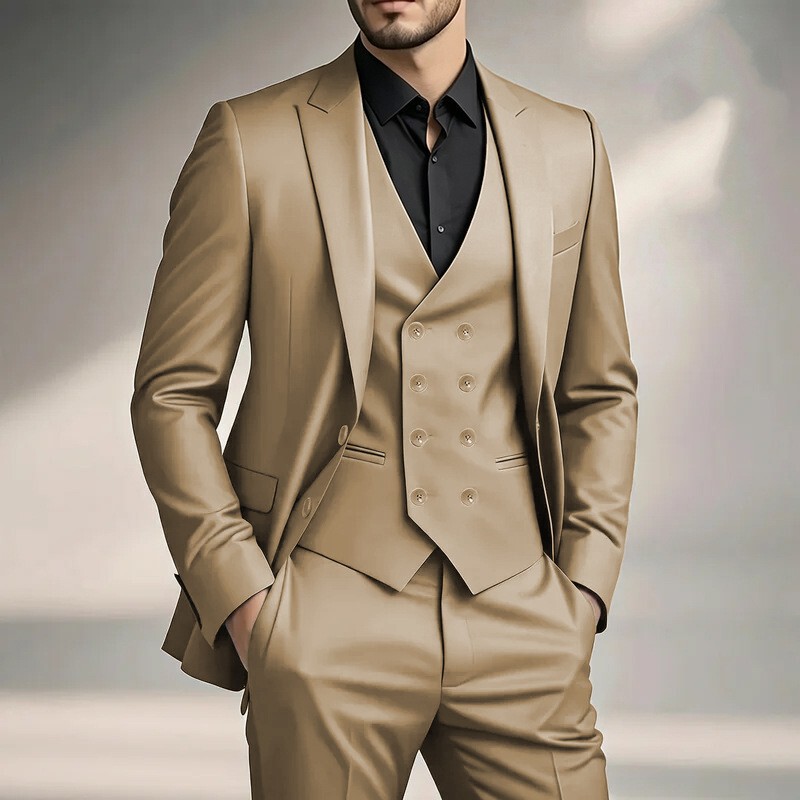 Cross-border men's suit set, stylish for weddings, hosting, business, and casual wear, solid color three-piece suit, Amazon Cross-border men's suit set, stylish for weddings, hosting, business, and casual wear, solid color three-piece suit, Amazon
