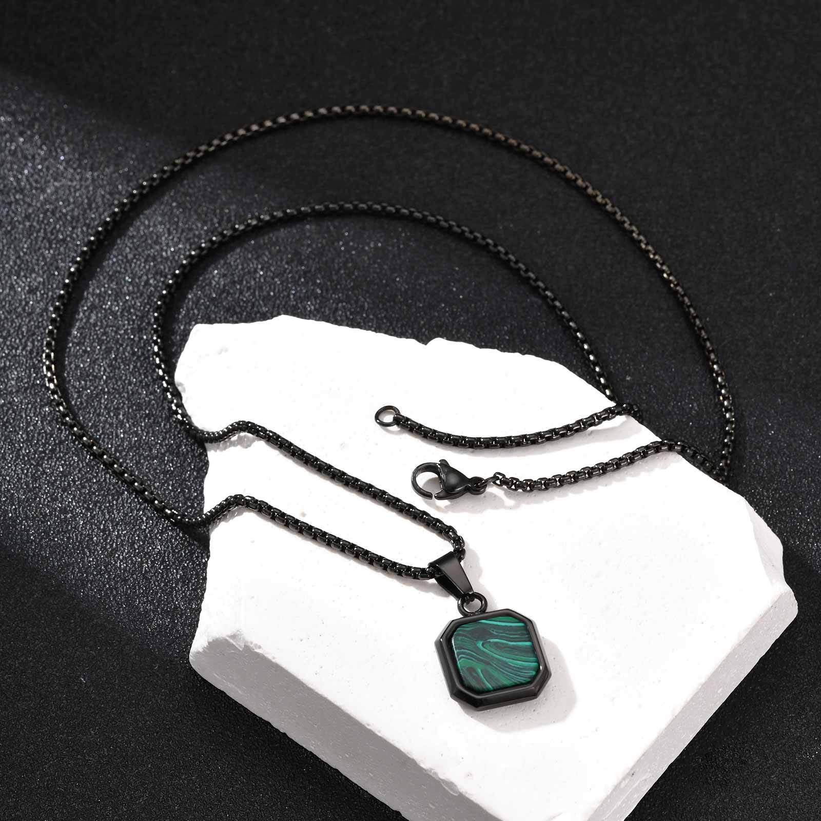 말라카이트 펜던트 블랙 + 체인