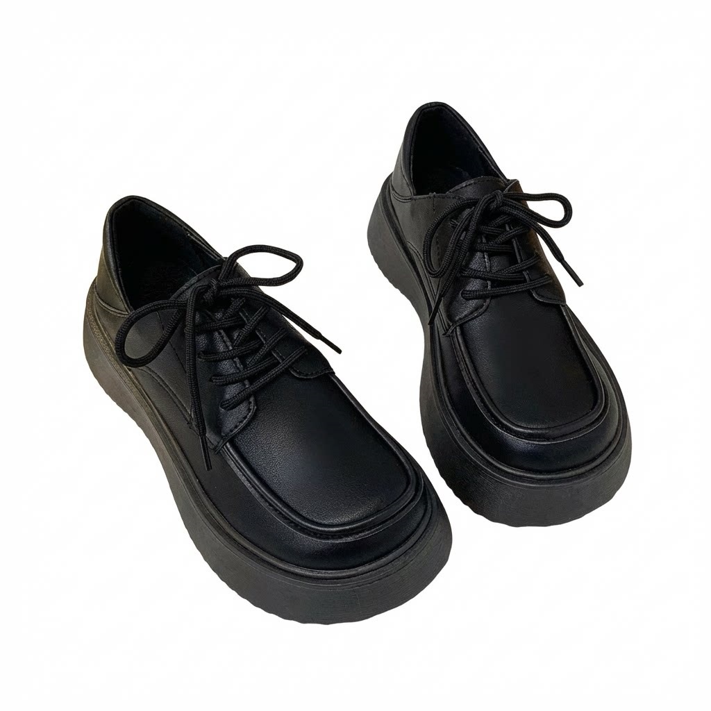 Zapatos de Lefour zapatos de cuero para mujeres 2026 muffins zapatos de suela única correa de cabeza redonda zapatos muffins negros negros