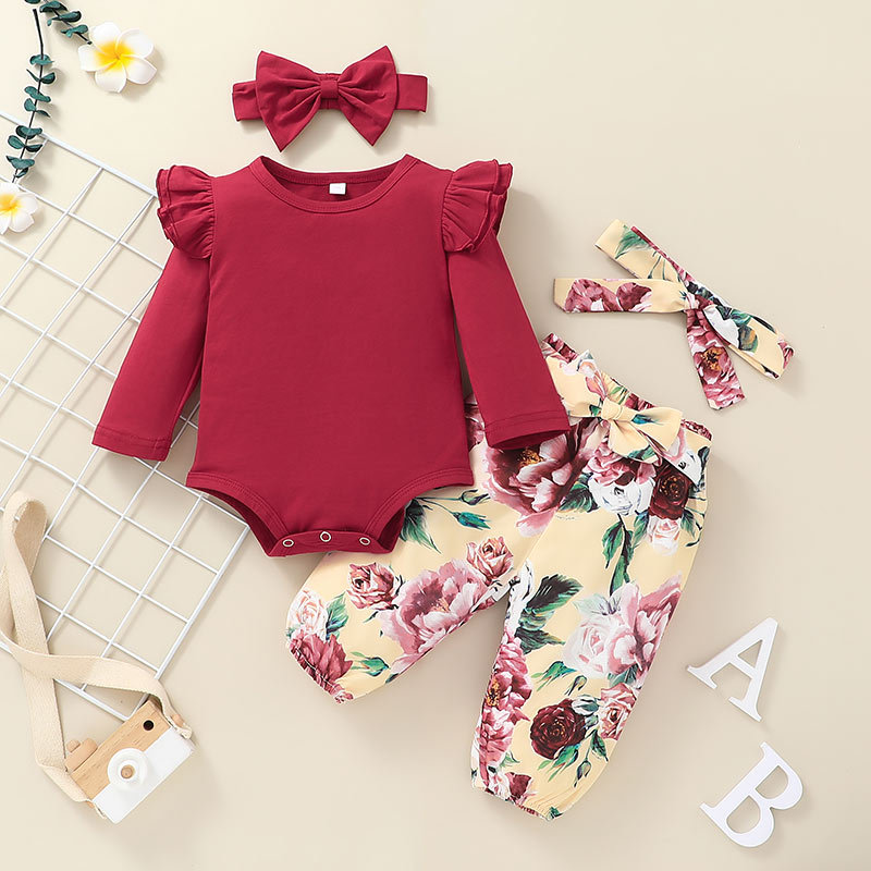 Fashion Printing Long-sleeved Children's Romper Two-piece Suit Wholesale Nihaojewelry display picture 1