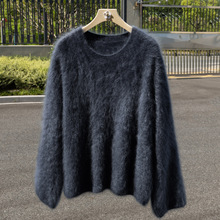 拉绒系列~某樟某度同款100%纯山羊绒大小廓版圆领套头针织衫毛衣