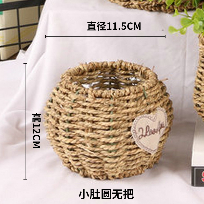 Cesta de Flores Tejida a Mano de Hierba Natural, Decorativa, para Arreglos Florales y Fiestas