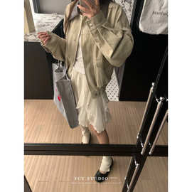 风浅卡其色水洗短外套女2026春秋季工装夹克上衣