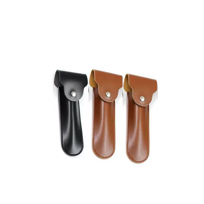 工厂现货定制高级皮革按口袋剃须刀保护套梳子刮眉刀PU收纳袋