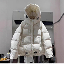 冬新款韩版连帽羽绒服女短款宽松加厚小个子面包服保暖白鸭绒外套