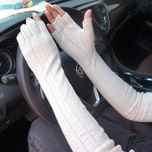 Pure Cotton Women's Half-finger Sunscreen Long Gloves Spot Wholesale Driving Non-slip Anti-uv Sleeve Gloves Manufacturers