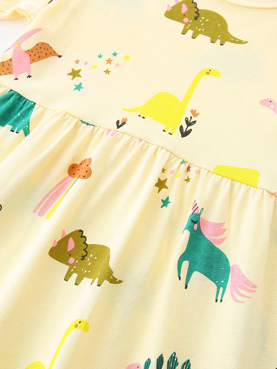 26 prendas de vestir infantiles de verano, faldas para niños, vestidos de niña de manga corta con cuello redondo de estilo europeo y americano, faldas de princesa para niños con estampado de moda