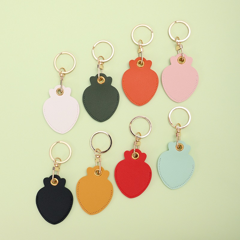 Patchwork Design Cute Style Cute Round Solid Color Pu Leather Alloy Patchwork Unisex Bag Pendant Keychain 1 Piece