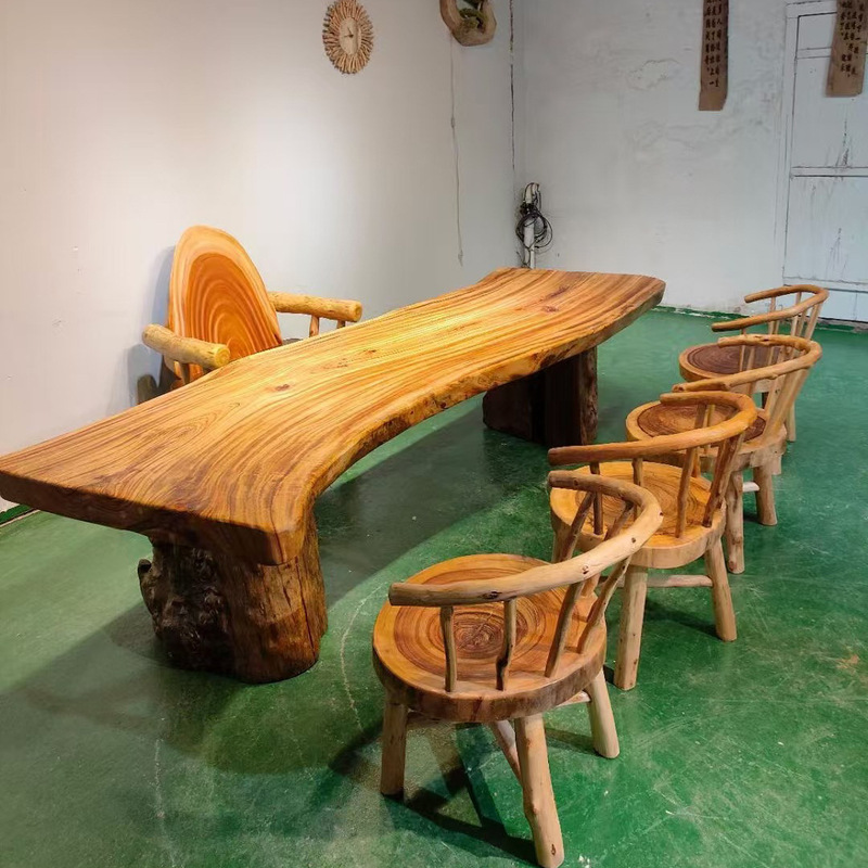 Camphor wood large board log single board office table conference table atmosphere original ecological special-shaped weathered red heart camphor old material