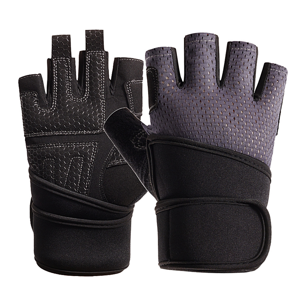 Fitness guantes de medio dedo equipo de entrenamiento para hombres Deportes pulsera alargada barra horizontal de mujer pull-up antideslizante transpirable resistente al desgaste
