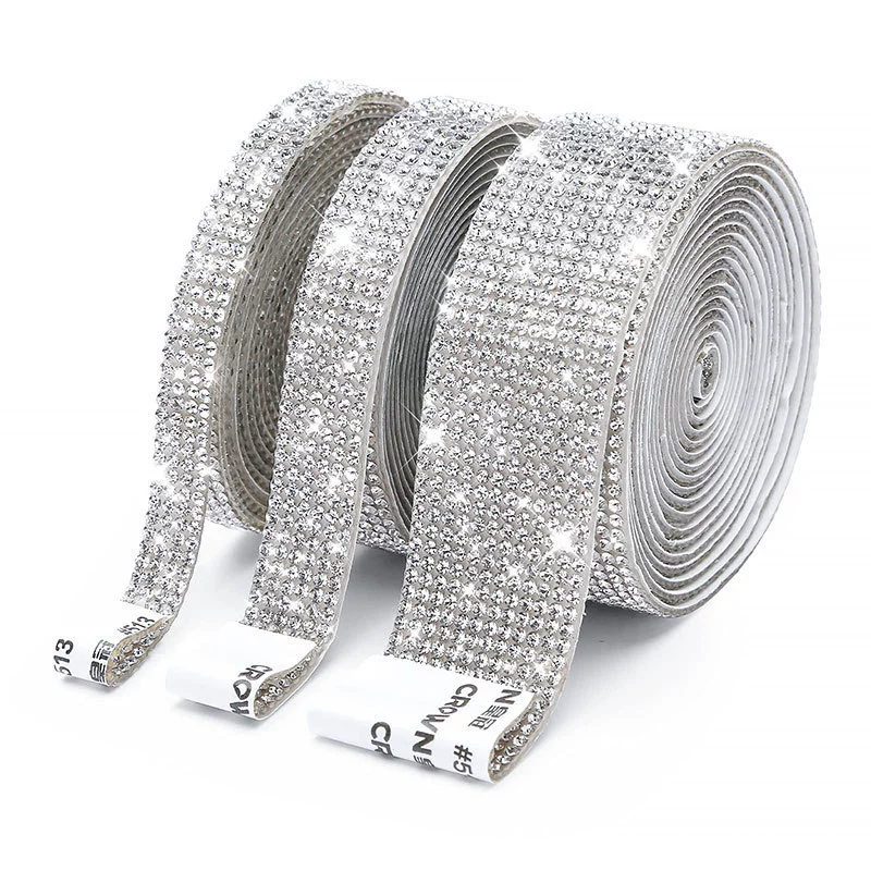 Self-Adhesive Rhinestone Strip, Custom DIY Diamond Sticker, 2–15 rows, Multiple Colors