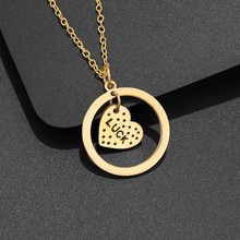TEMU热卖不锈钢心运气吊坠项链高端感觉衣领美学项链饰品礼物
