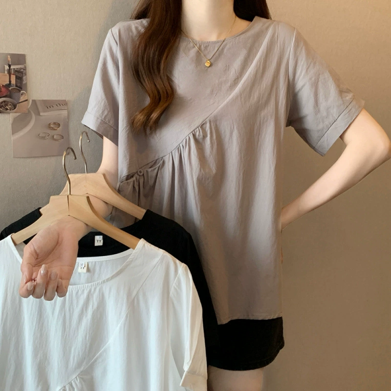 Настоящая фотография женских свободных рубашек больших размеров Dongdaemun из хлопка и льна в японском стиле M-4XL 100kg