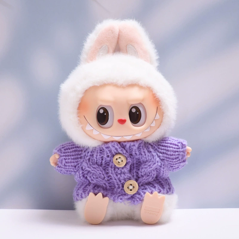 Кукольная одежда (Labubu) зимний комплект — шапка из шерсти, свитер и аксессуары, подходит Gen 1–2