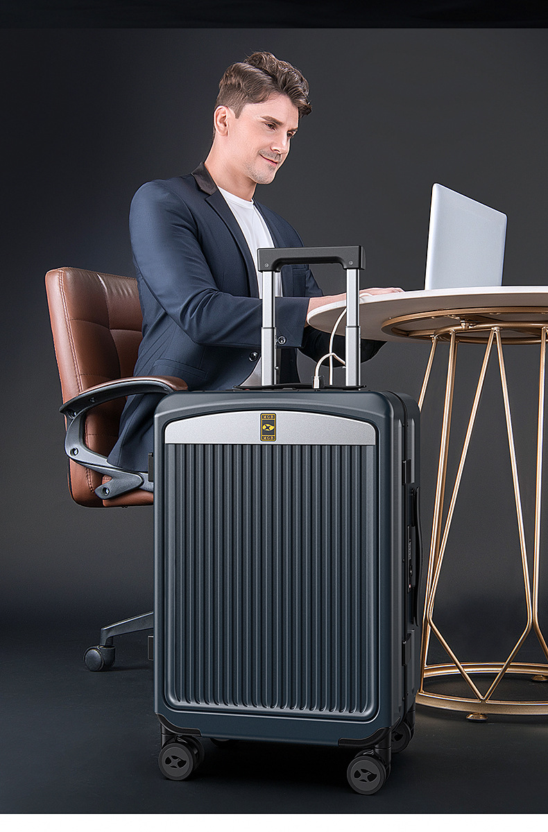 Vali nhôm khung Mango Bird mở nắp trước, size cabin 20 inch kèm khóa số — Khóa kéo thông thường kinh doanh lao động lớn màu đen có thể lên máy chi tiết 7