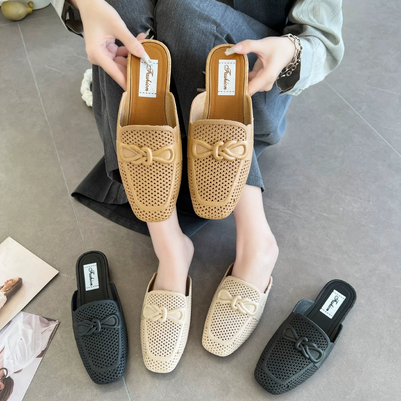 Баотоу половинная тапочка женская внешняя одежда модная нескользящая дикая плоская подошва Мюллер весна и лето новая ленивая обувь без каблуков оптом